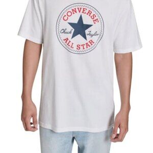 Men's Converse All Star Logo White Blue Red Short Sleeve T-Shirt Large New NWT
